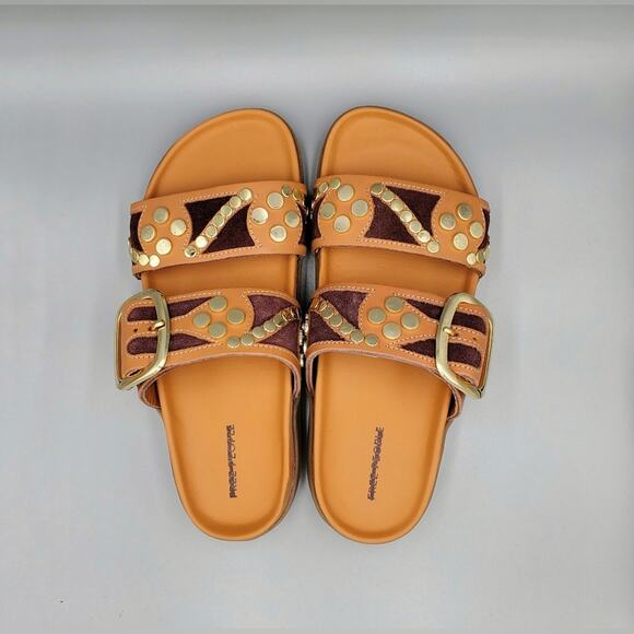 Free People Revelry Vachetta Studded Platform Slide Sandal Size 6, 7 "Clay"